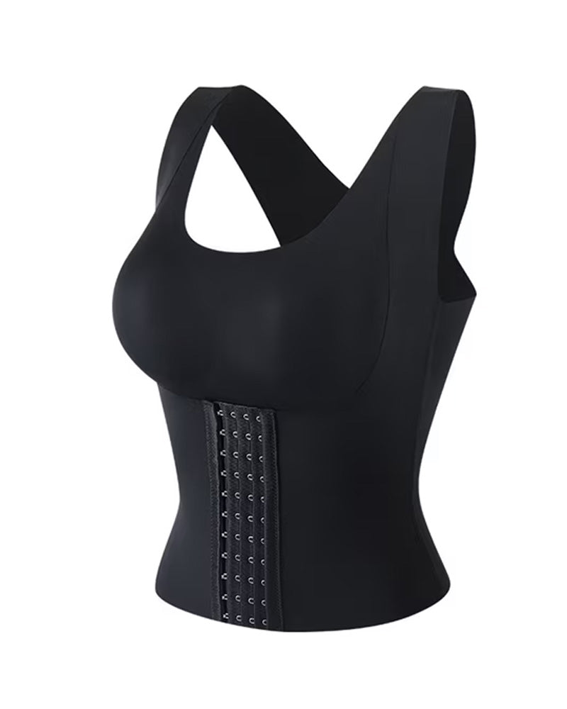 4-in-1 Seamless Front Closure Tummy Control Wire-Free Bra Crossback Shaping Vest