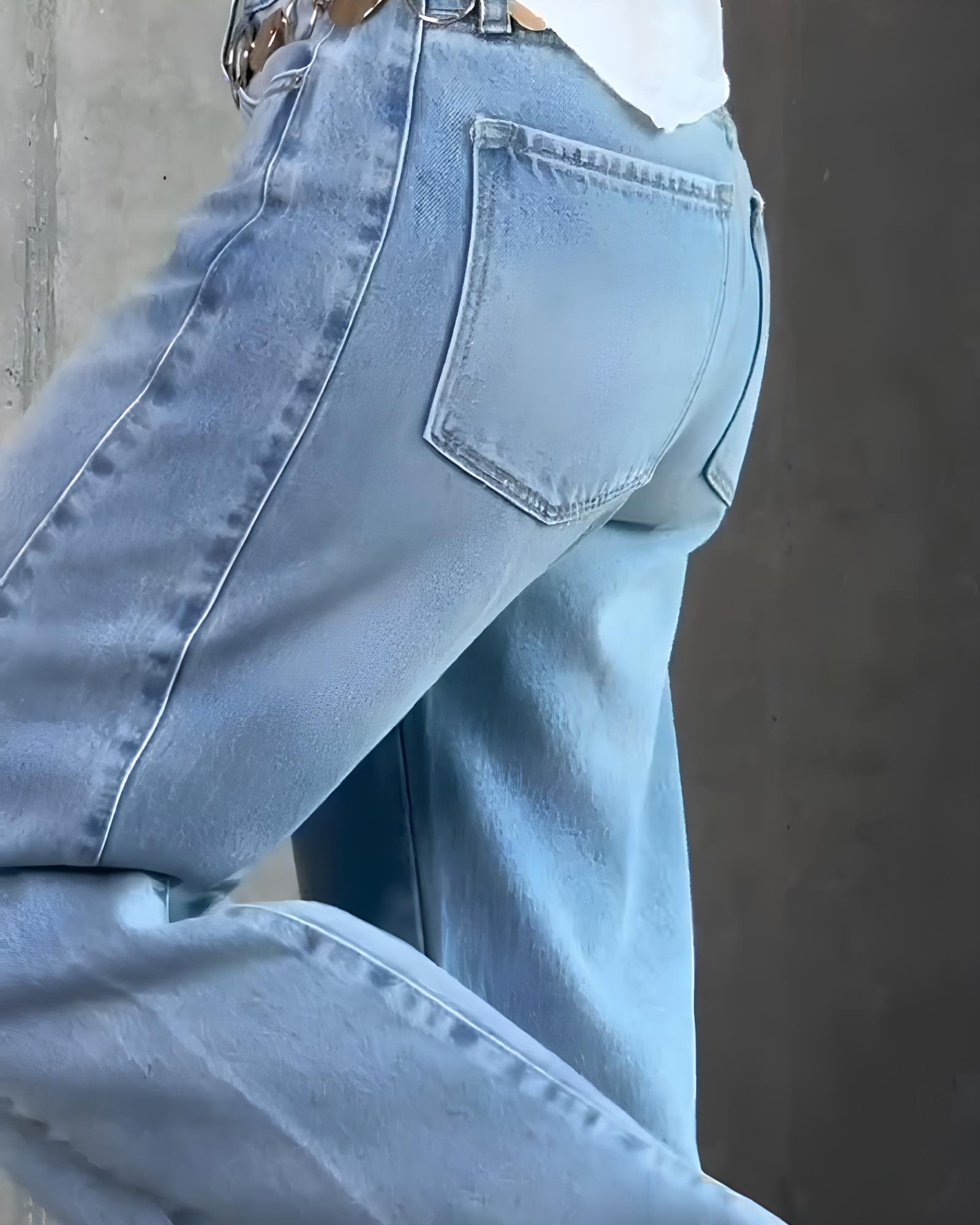 Women's High-waisted Tummy-control Washed Denim Jeans