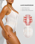 Women's Front Hook Tummy Control Backless Lace Shaper Bodysuit