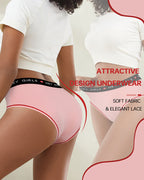 Mid-Rise Letter Color Block Elastic Breathable Comfortable Briefs