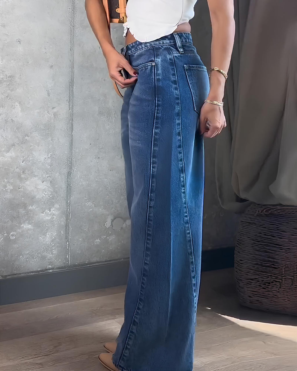 Women's High-waisted Tummy-control Washed Denim Jeans