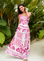 Sling Lily and Majolica Series Pattern Print One Piece Swimsuit and Skirt or Pants