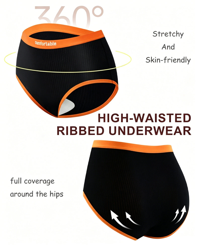 5-Pack Pure Cotton High Waist Colorblock Briefs