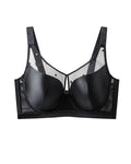 Satin Mesh See-through Patchwork Underwire Plus Size Push-up Bra