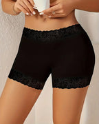 Mid-Rise Seamless Breathable Lace Boxer Shorts