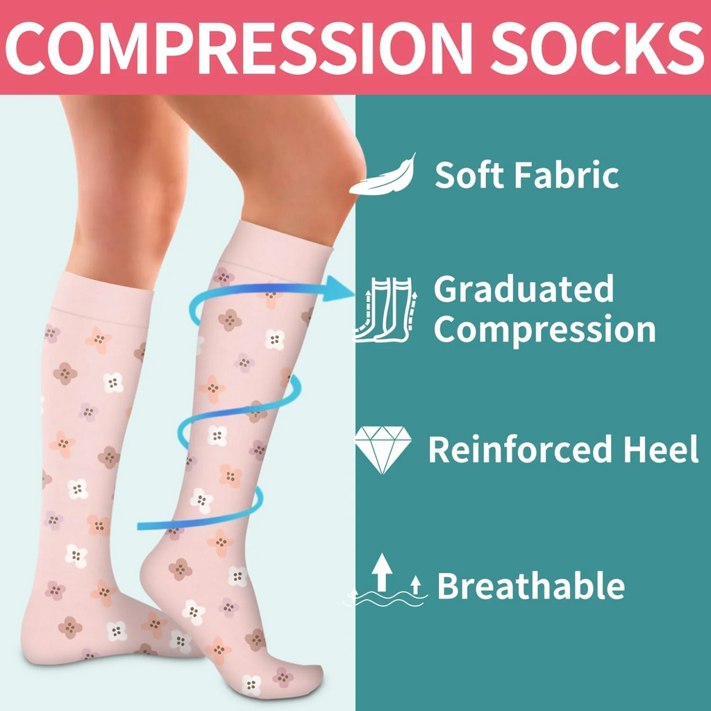6 Pairs Of High-Elastic Breathable Calf Compression Socks For Sports and Fitness