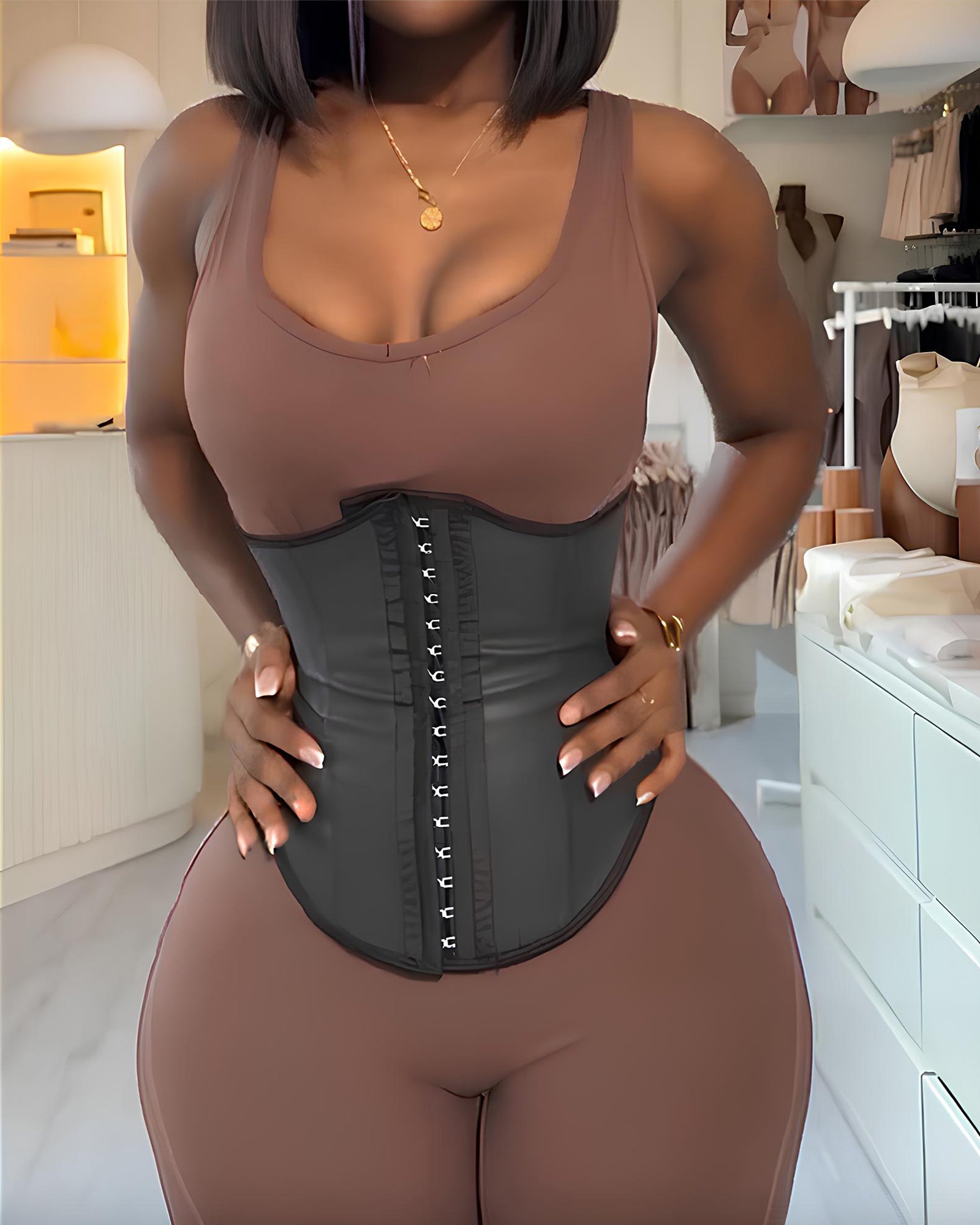 Artificial Leather Buckle Closure Waist Shaper Belt