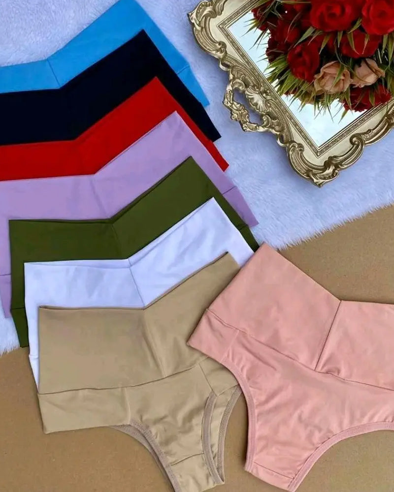 Women's High-waisted Stretch Solid Color Soft Comfortable Briefs
