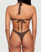 Sexy Halter Neck Backless O-ring Cutout One-piece Swimsuit