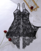 Deep V-neck Sheer Lace Crisscross Back Design Tulle Slip Nightgowns