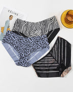 Sexy Animal Print Ice Silk Seamless See-through Mesh Panties