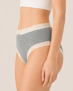 Five-pack Pure Cotton High Waist Lace-trimmed Briefs