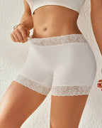 Mid-Rise Seamless Breathable Lace Boxer Shorts