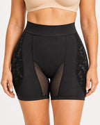 High Waist Lace Mesh Padded Hip Tummy Control Shaping Shorts