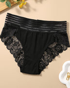 Women's Sexy High Waist Tummy Control Seamless Flower Lace Breathable Panties