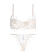 Sexy Floral Embroidered Lace See-through Mesh Bra and Briefs Set