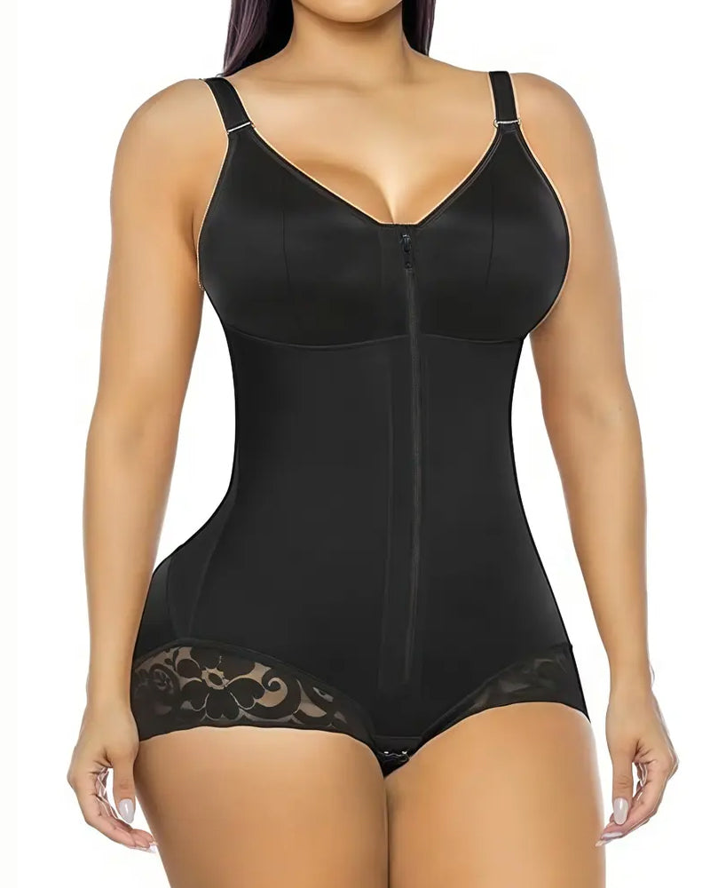 Women's Adjustable High Compression Tummy Control Zipper Bodysuit Shapewear