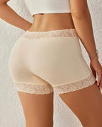 Mid-Rise Seamless Breathable Lace Boxer Shorts