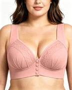 Women's Front-closure Jacquard Lace Breathable Bra
