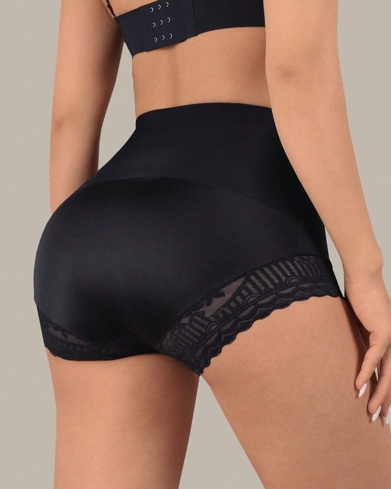 Women's High-waisted Tummy-control Butt-lifting Lace-trim Shaping Panties
