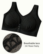 Women's Front-closure Jacquard Lace Breathable Bra