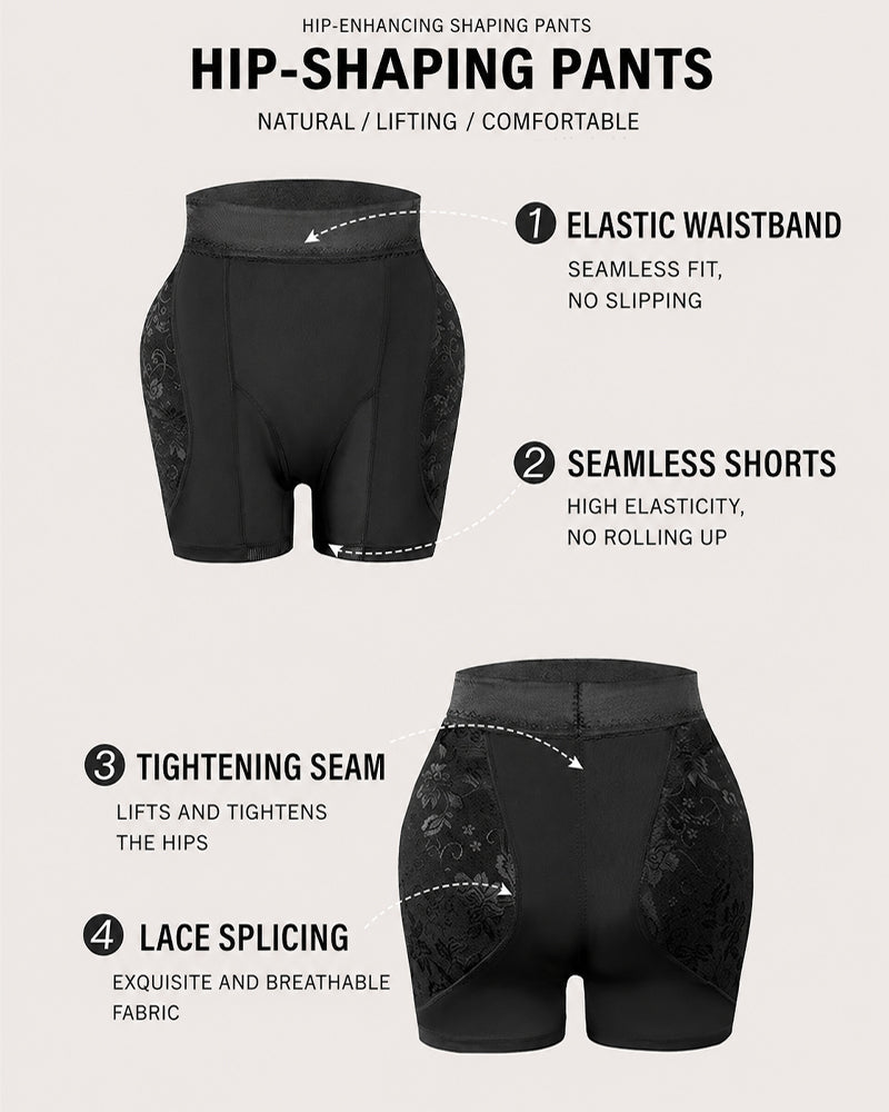 High Waist Lace Mesh Padded Hip Tummy Control Shaping Shorts