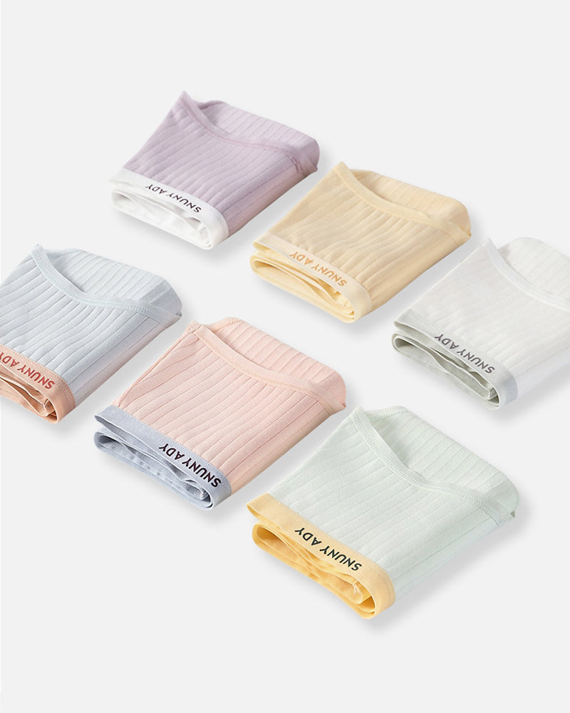 Multi-pack Pure Cotton Colorblock Ribbed Seamless Briefs