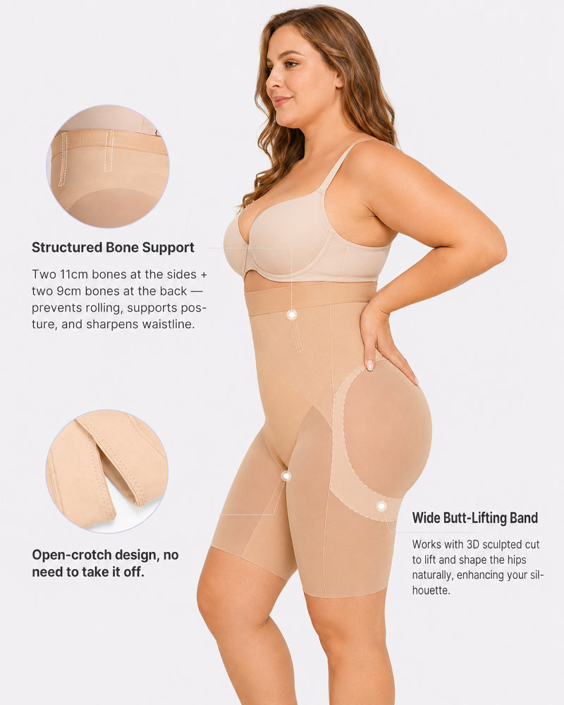 High Waist Tummy Control X-shaped Mesh Breathable Shaping Shorts
