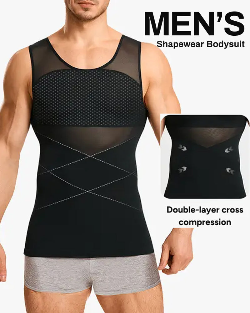 Men's High Elastic Seamless Tummy Control Mesh Breathable Shaping Vest