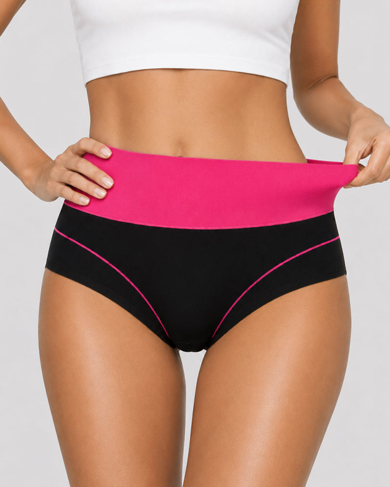 Women's  High Waist Colorblock Seamless Cotton Briefs