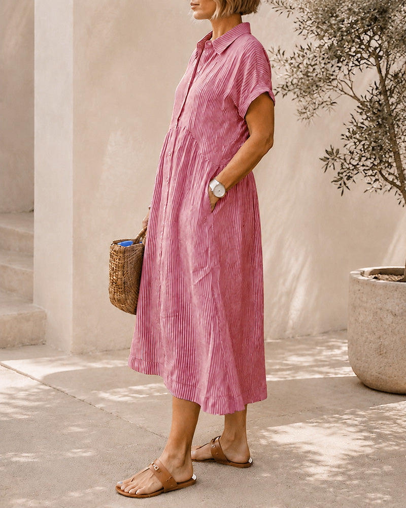 Casual Loose Striped Long Shirt Dress