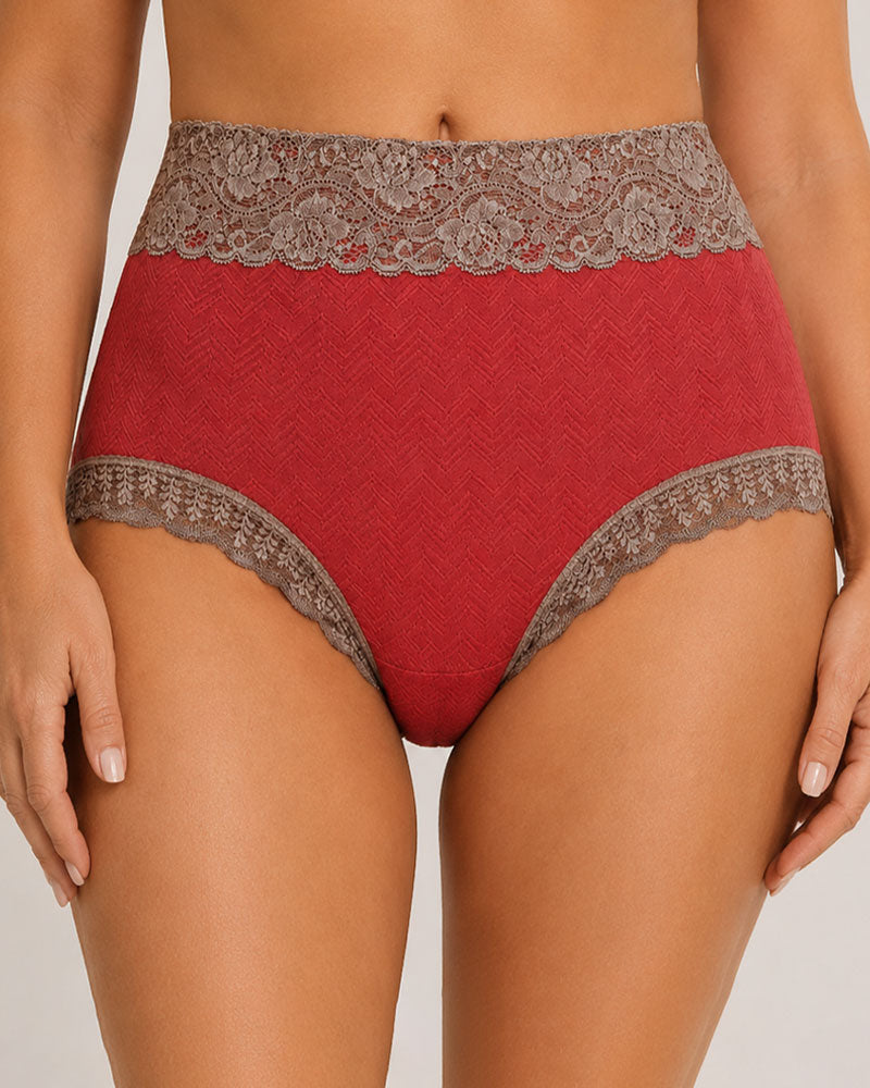 High-Waist Cotton Lace Briefs