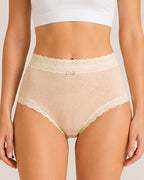 Five-pack Pure Cotton High Waist Lace-trimmed Briefs