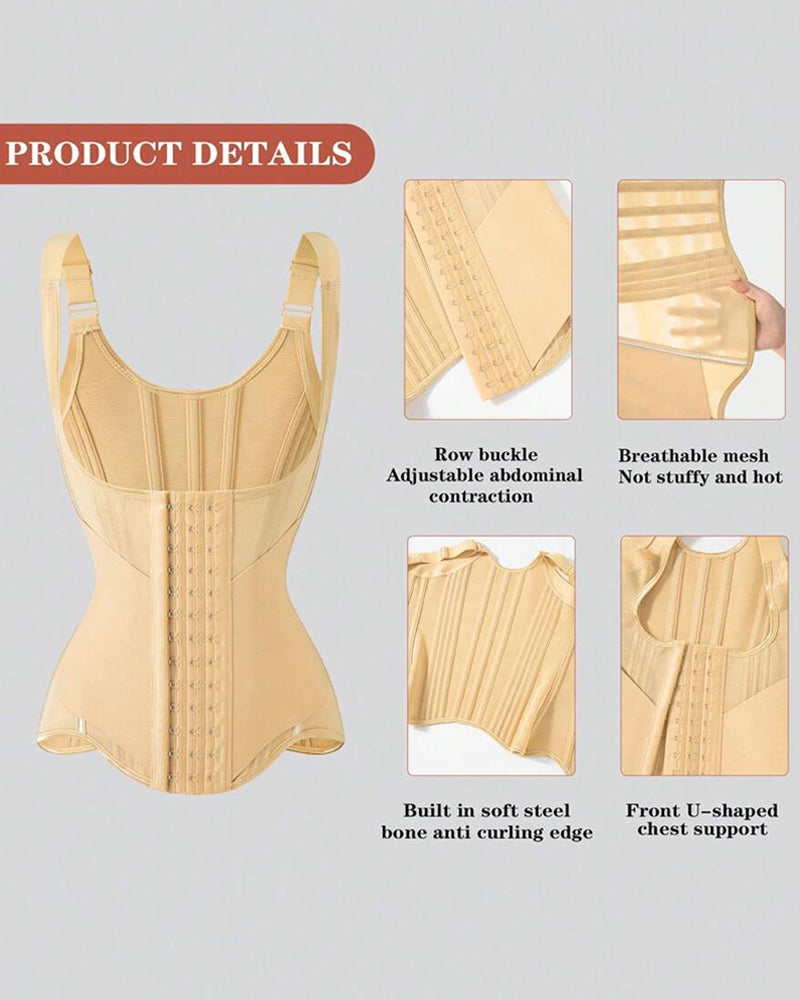 Women's Tummy Control Mesh Breathable Adjustable Straps Waist Trainer Body Shaper