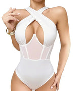 Sexy Cross-strap Mesh Bodysuit