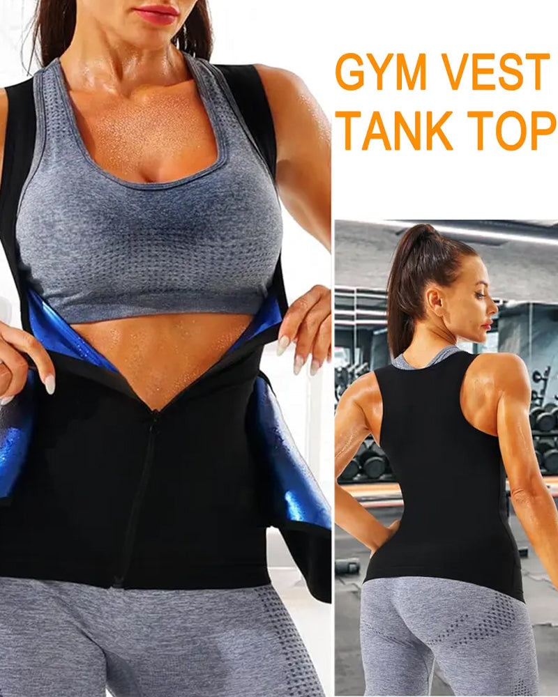 Women's Sweat-Inducing Adjustable Zipper Abdominal Shaping Sauna Waist Training Vest