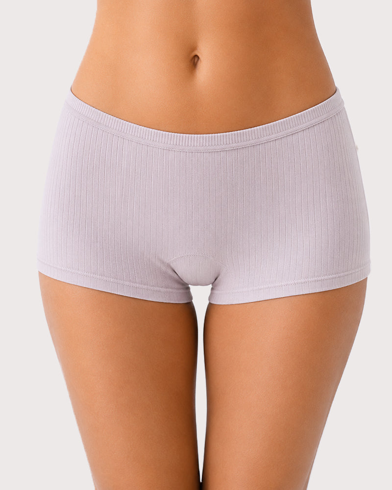 Multi-pack Plus Size High Waist Cotton Ribbed Boyshorts
