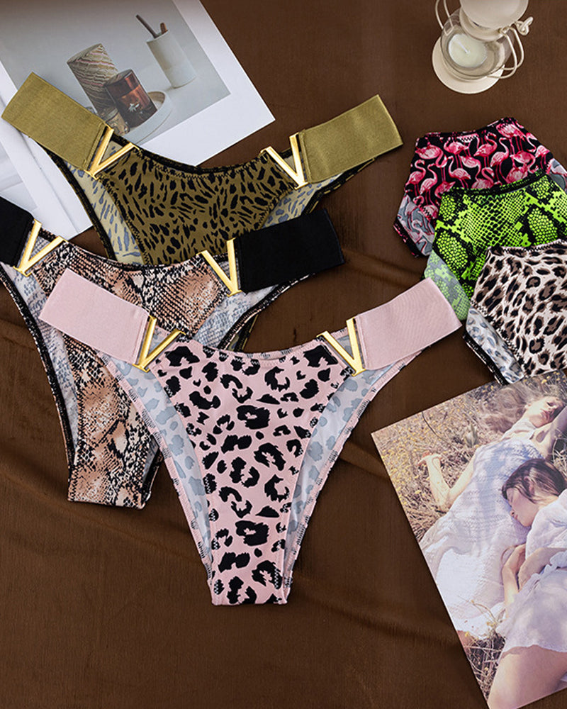Seamless Sexy Colorblock Printed Panties