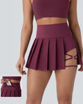 High-waisted Pleated Two-in-one Side Pocket Asymmetrical Hem Quick-drying Skirt