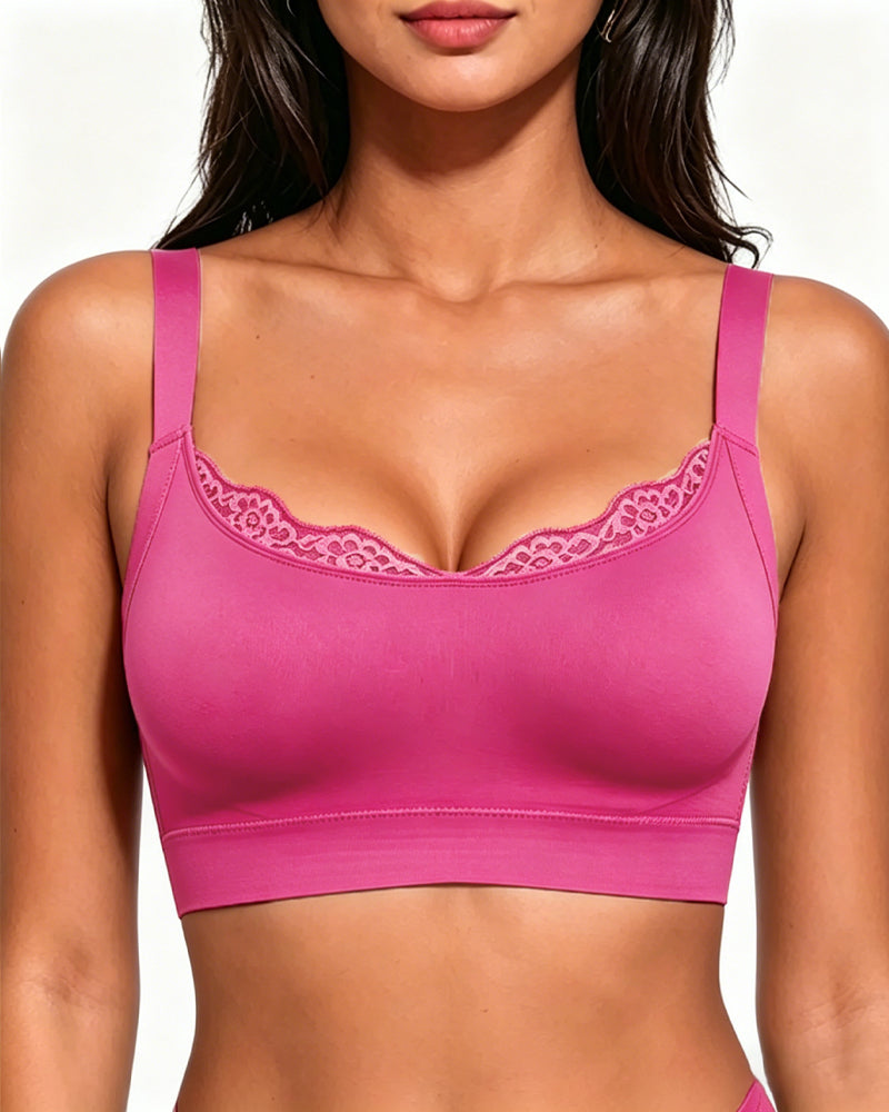 Women's Lace-Trimmed U-Shaped Wire-Free Seamless Comfort Bra