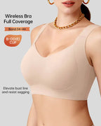 Women's Wire-free Seamless Double-layer Lifting Shoulder Straps Full Cup Push-up Jelly Bra