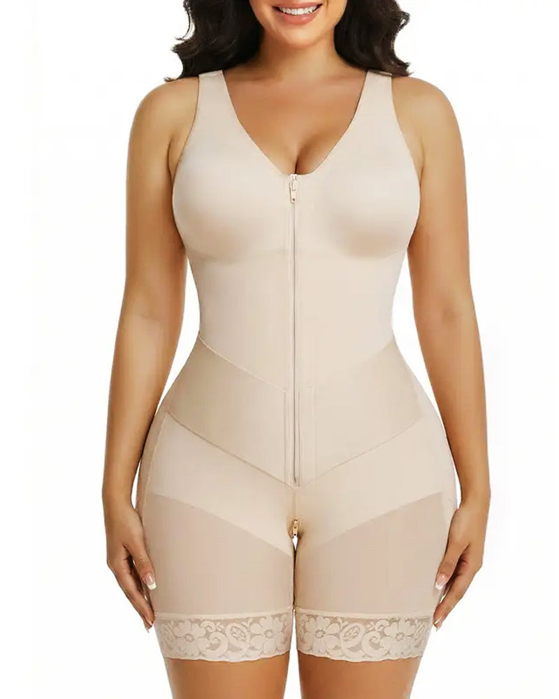 Women's V-shaped Elastic Band Design S-curve Shaping and Tummy Control Bodysuit