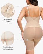 V-neck Mesh-paneled Seamless Tummy Control Hip Lift Bodysuit