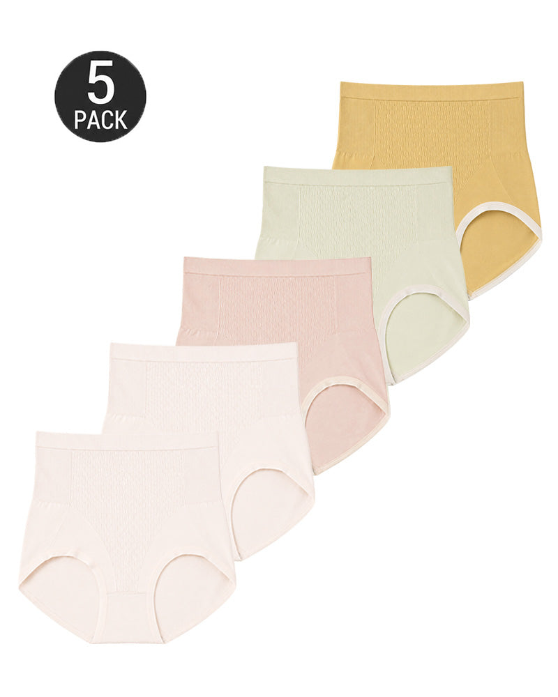 5-Pack Pure Cotton High Waist Tummy Control Hip Lift Seamless Panties
