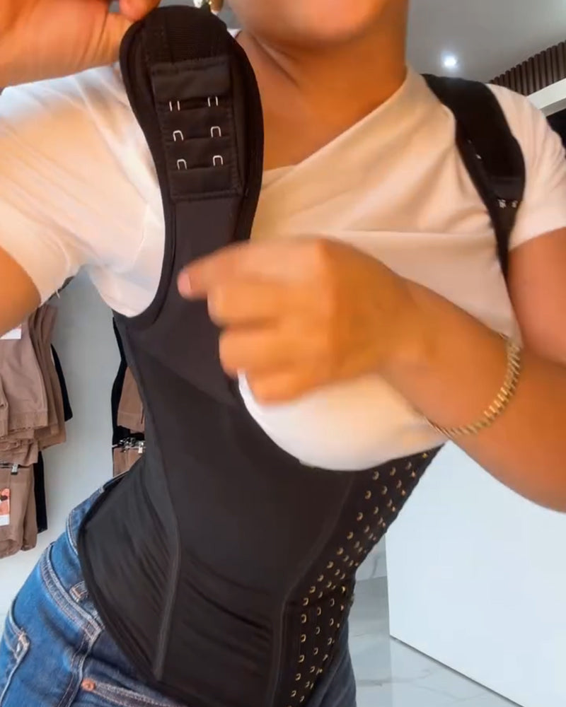 Abdominal Hook-eye Wide Shoulder Straps Full Back Coverage Slimming Belt