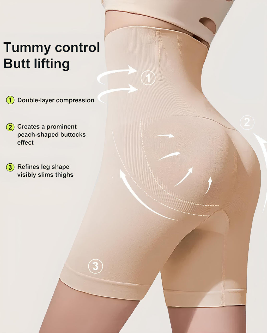 Women's High-Waisted Tummy Control and Butt Lifting Seamless Breathable Shaping Shorts