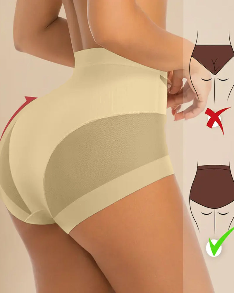 Women's High-Waisted Mesh Panel Elastic Breathable Seamless Invisible Panties