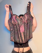 Women's Vintage Jacquard Drawstring Back Bodysuit