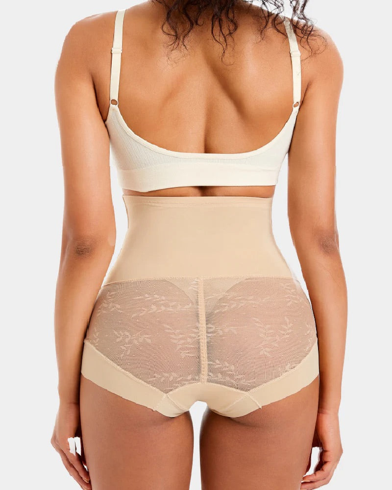 Women's High Waist Tummy Control Mesh Breathable Hip Lifting Body Shaping Panties