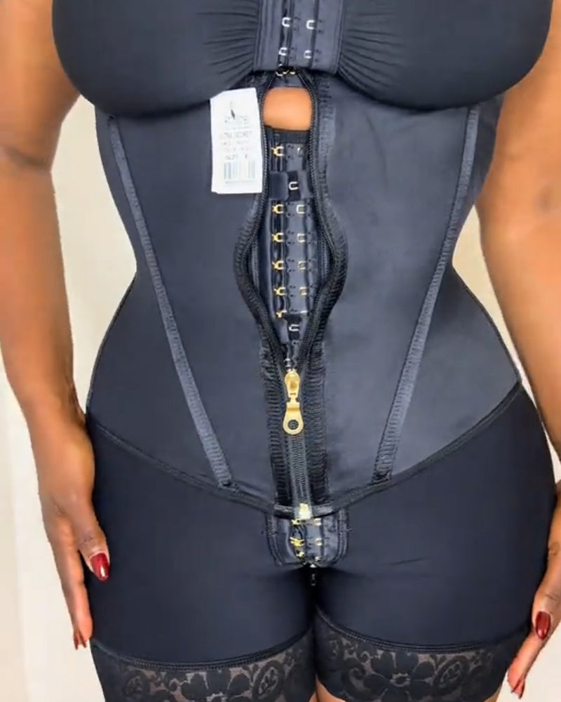 Women's Tummy Control Zipper and Buckle Double Pressure Shapewear